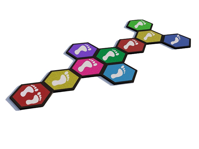 61500 - 08 Kauçuk Karo Adımlı Altıgen Seksek Oyun Takımı(Özel Seri /Renkli)