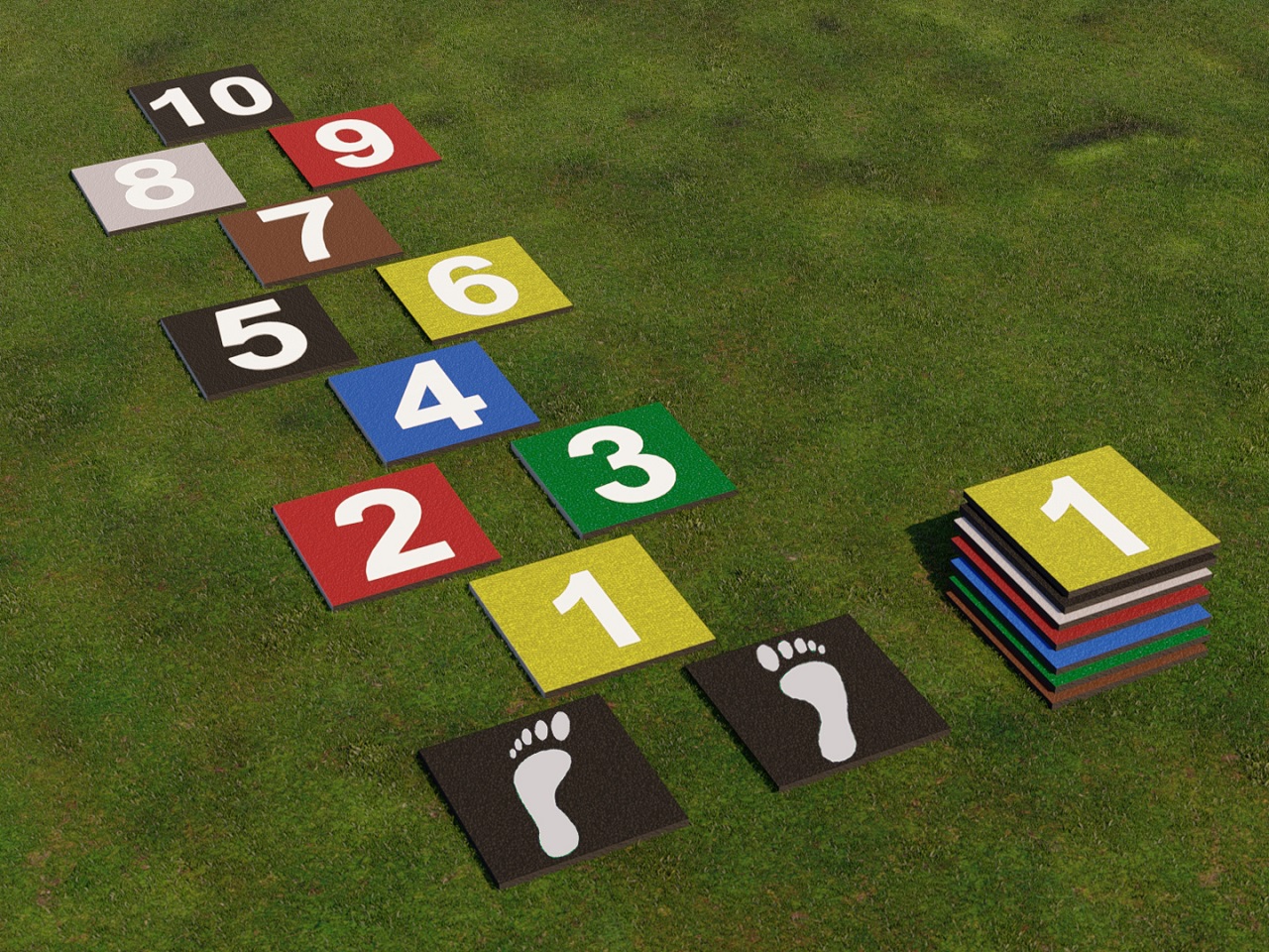 KAUÇUK KARO SEKSEK OYUN TAKIMI VE FİZİKSEL BECERİ OYUN TAKIMI MODELLERİ / 61500 - 06 Kauçuk Karo Seksek (İç Mekan , Çim Alan ve Taş Zemin Üzeri )