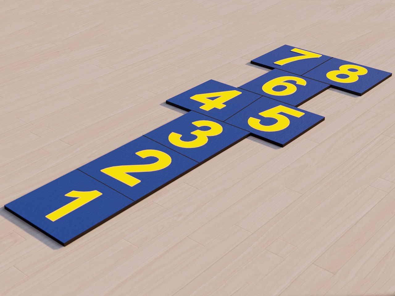 KAUÇUK KARO SEKSEK OYUN TAKIMI VE FİZİKSEL BECERİ OYUN TAKIMI MODELLERİ / 61500 - 04 Kauçuk Karo Seksek Oyun Takımı(Özel Seri /Sarı-Lacivert)