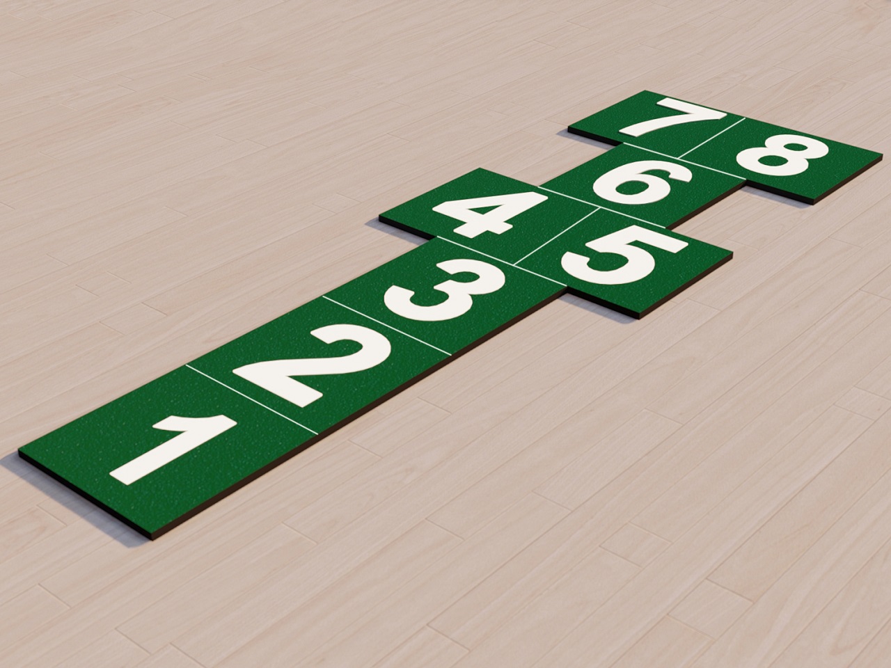 KAUÇUK KARO SEKSEK OYUN TAKIMI VE FİZİKSEL BECERİ OYUN TAKIMI MODELLERİ / 61500 - 02 Kauçuk Karo Seksek Oyun Takımı(Standart Seri / Yeşil-Beyaz)