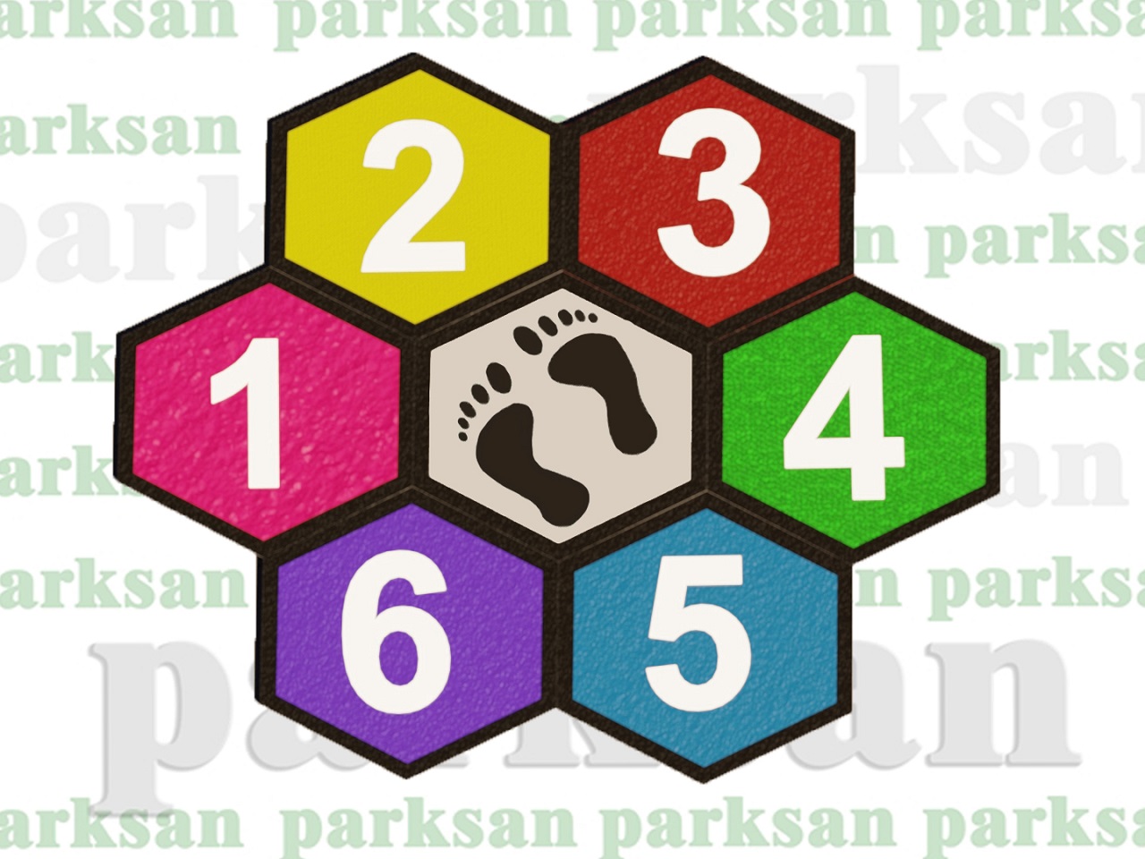 KAUÇUK KARO SEKSEK OYUN TAKIMI VE FİZİKSEL BECERİ OYUN TAKIMI MODELLERİ / 61500 - 09 Kauçuk Karo Altıgen Seksek Oyun Takımı(Özel Seri /Renkli)